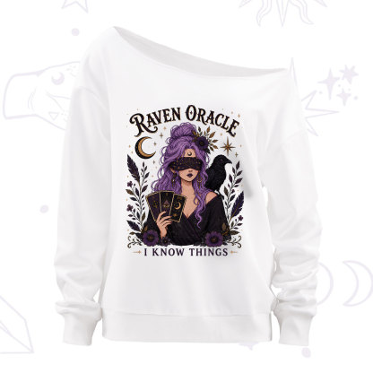 Purplehecate Raven Oracle I Know Things Witchy Off The Shoulder Sweatshirt