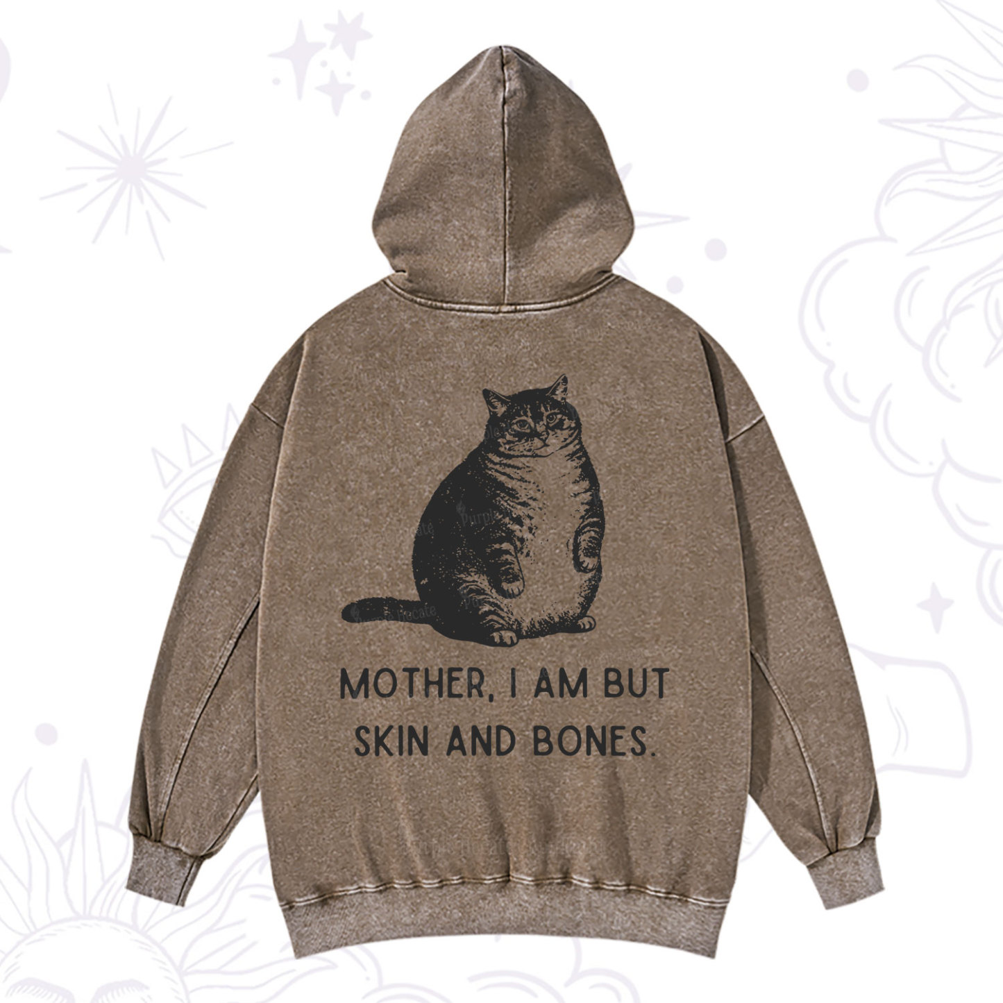 Purplehecate Cat Mother I Am But Skin And Bones Washed Hoodie
