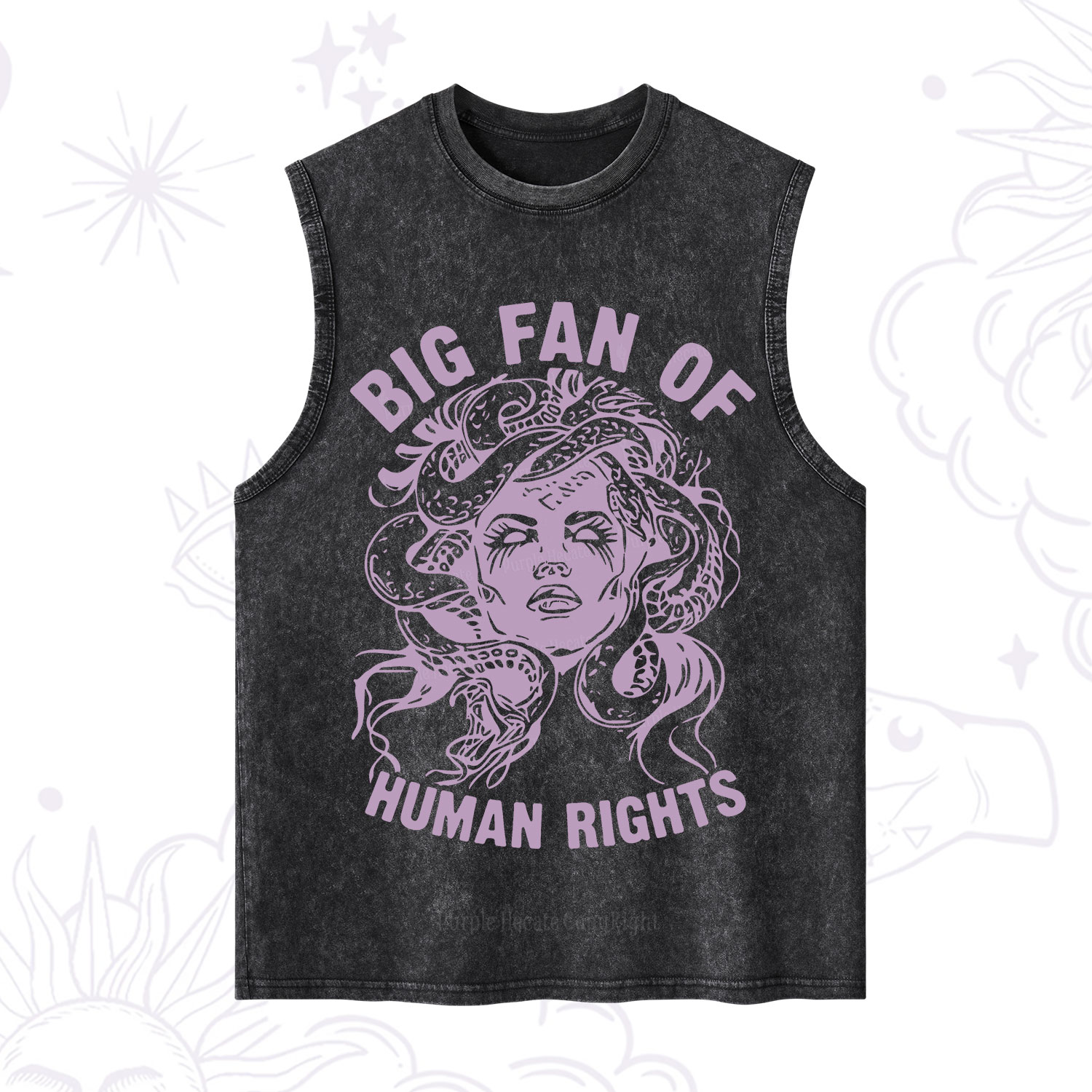 Purplehecate Big Fan of Human Rights Washed Tank