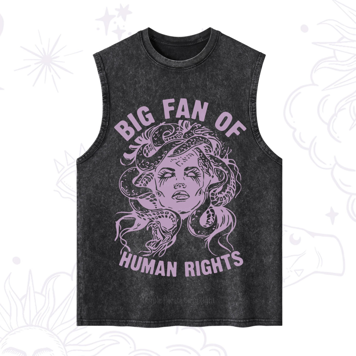 Magic Purplehecate Big Fan of Human Rights Washed Tank