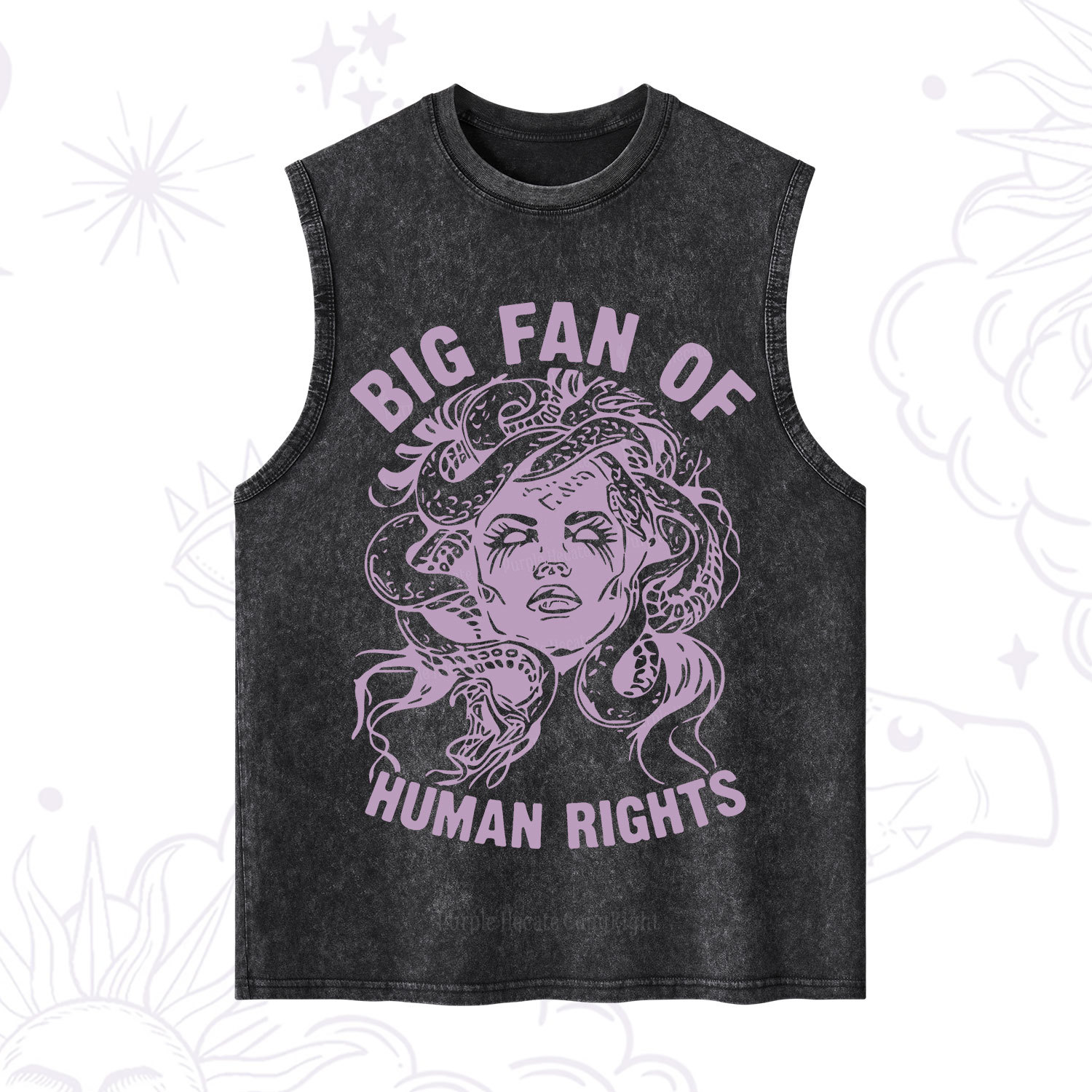 Magic Purplehecate Big Fan of Human Rights Washed Tank