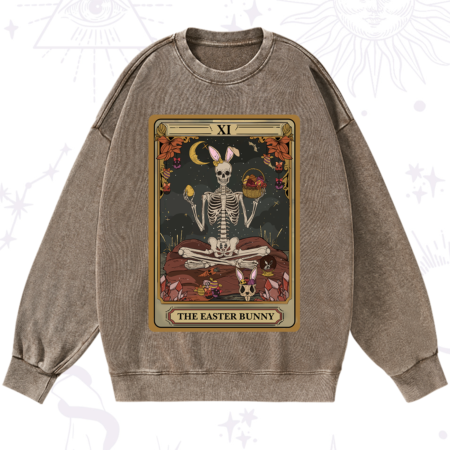 Purplehecate The Easter Bunny Tarot Washed Sweatshirt