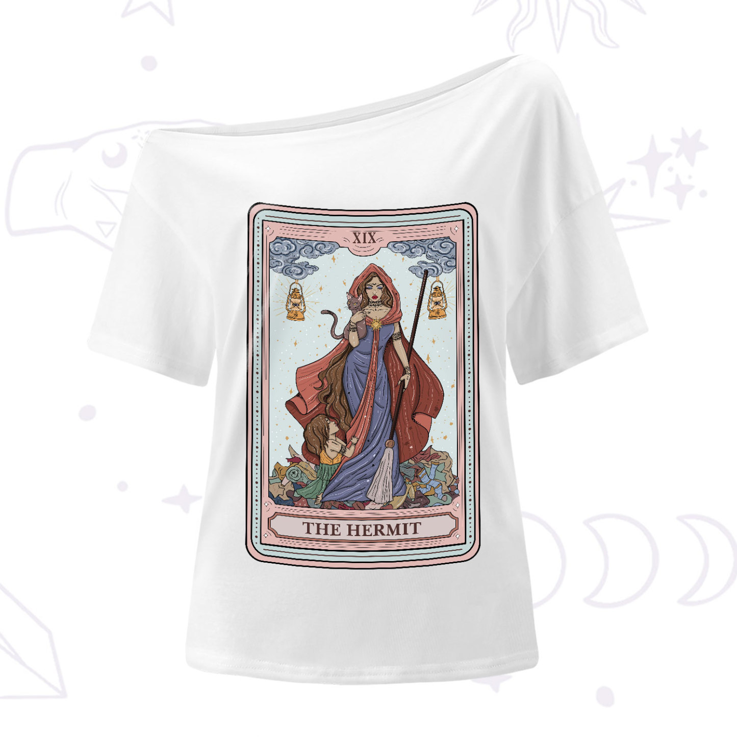 Purplehecate The Hermit Tarot Card One-Shoulder T-Shirt