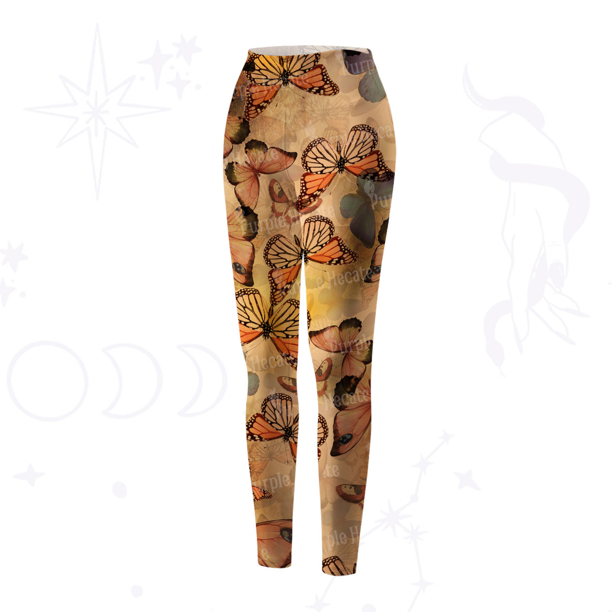 Purplehecate Monarch Butterfly Print Yoga Pants