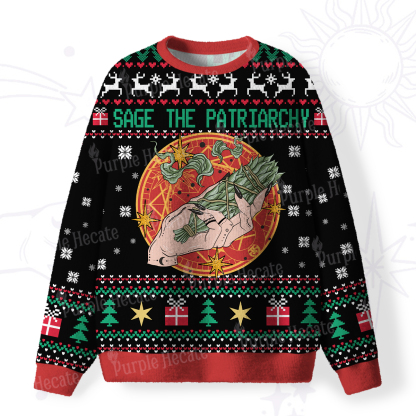 Purplehecate Sage The Patriarchy Fuzzy Ugly Christmas Sweatshirt