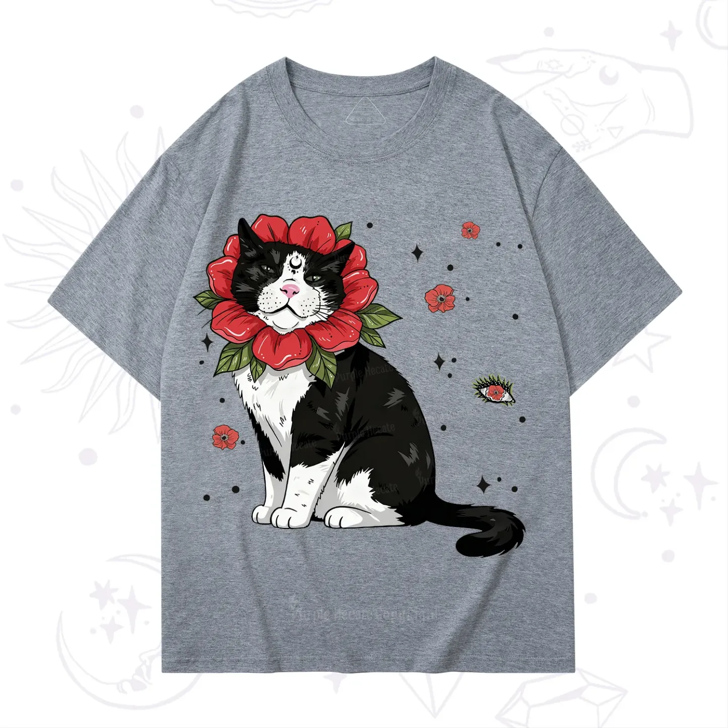 Purplehecate Cat in Flower Crown T-Shirt