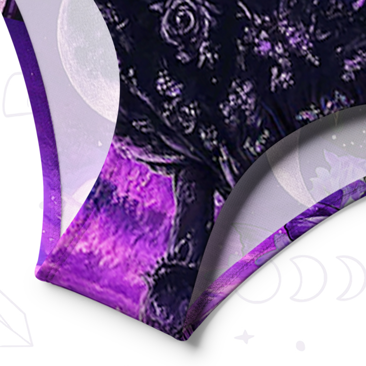 Purplehecate Witchy Black Cat Moon One-Shoulder One-Piece Swimsuit