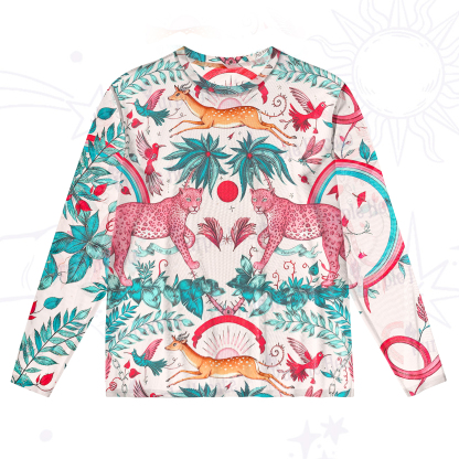 Purplehecate Enchanted Forest Pink Leopard Mesh Long Sleeve Top