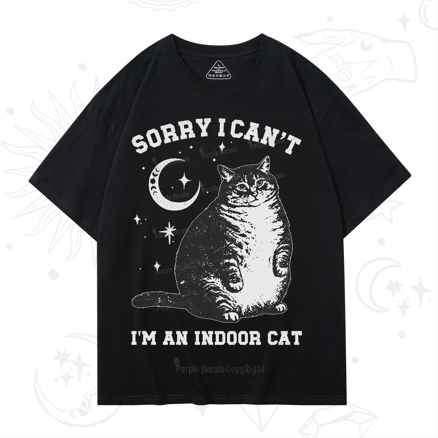 Purplehecate Sorry I Can't Go I'm an Indoor Cat T-Shirt