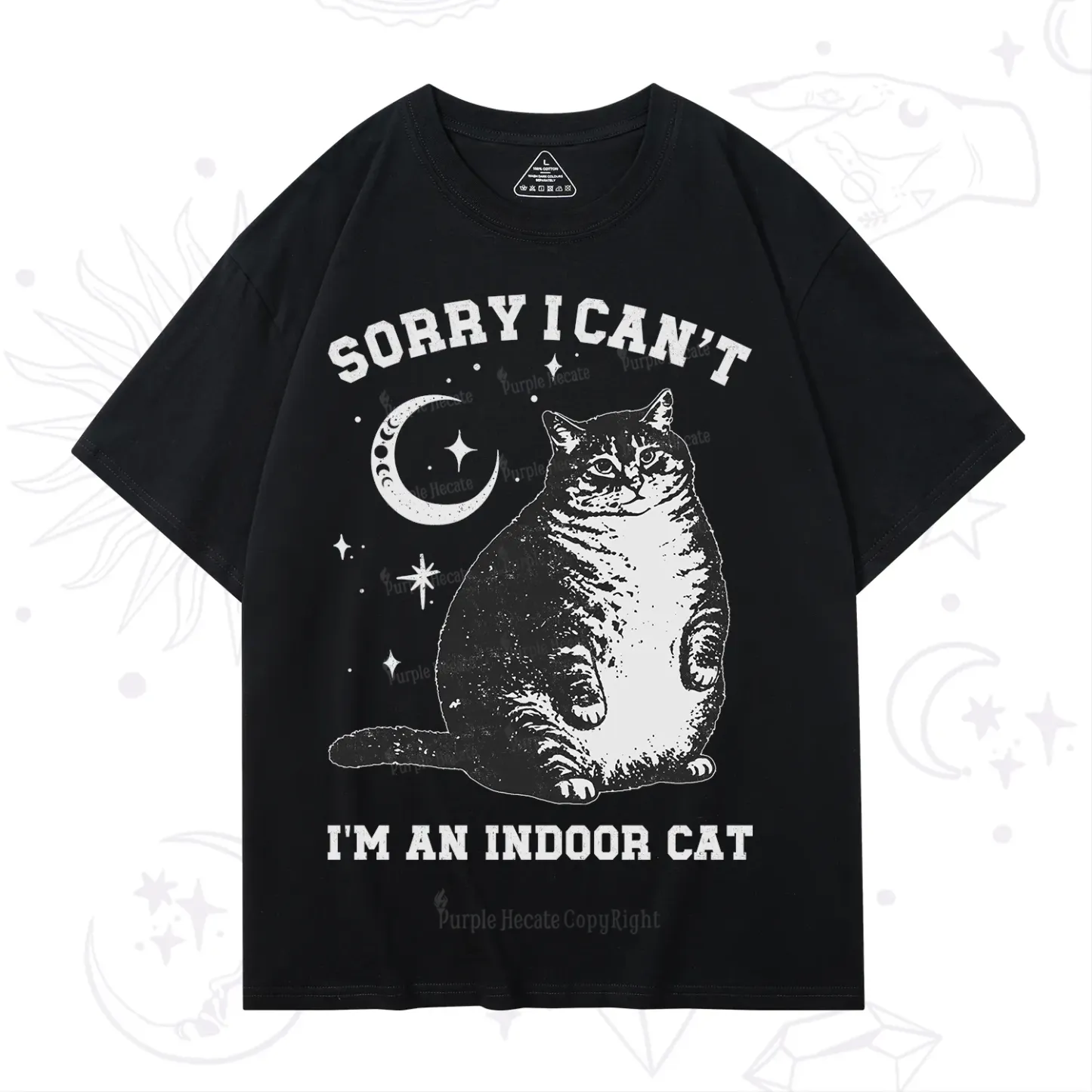 Purplehecate Sorry I Can't Go I'm an Indoor Cat T-Shirt