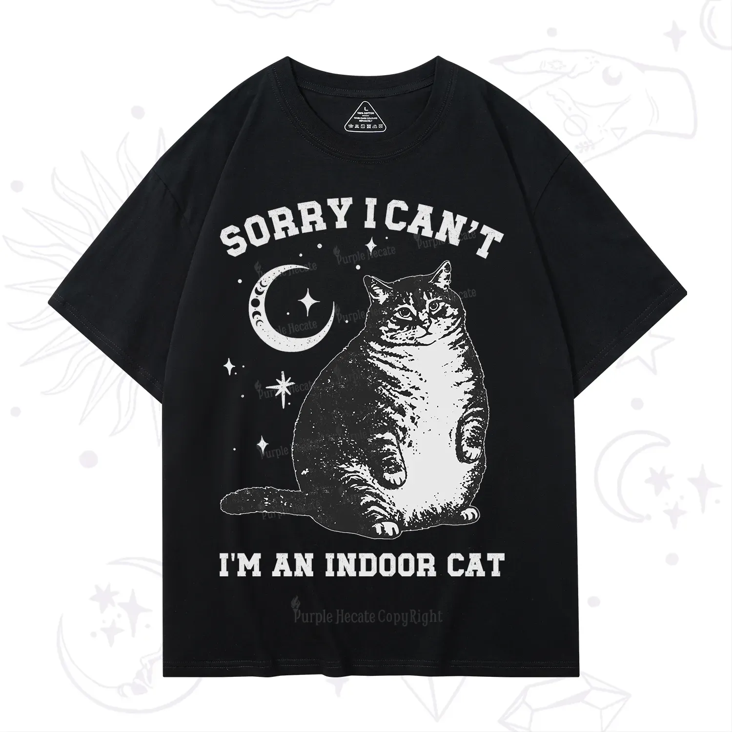 Purplehecate Sorry I Can't Go I'm an Indoor Cat T-Shirt