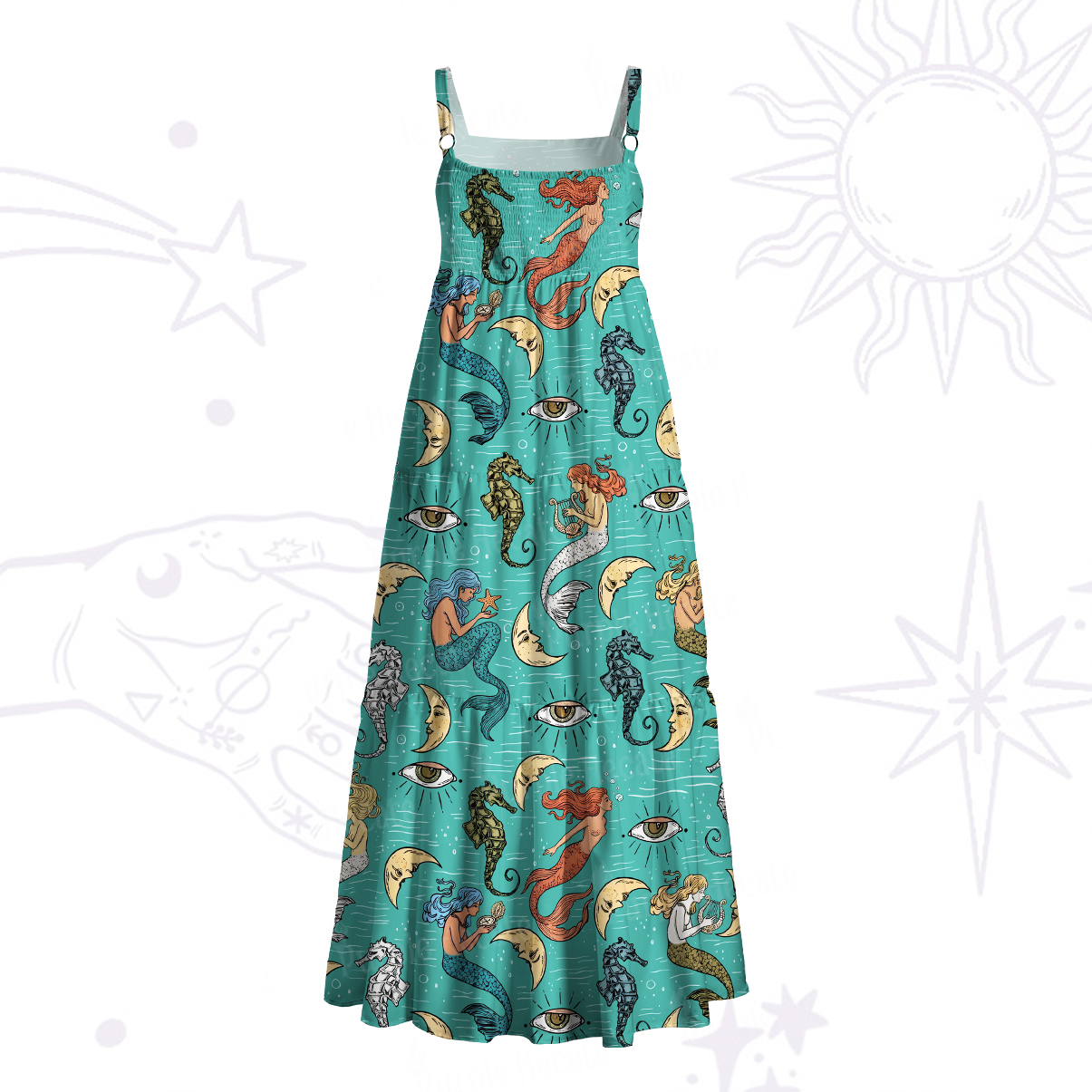 Purplehecate Mermaid Magic Wide Straps Maxi Dress
