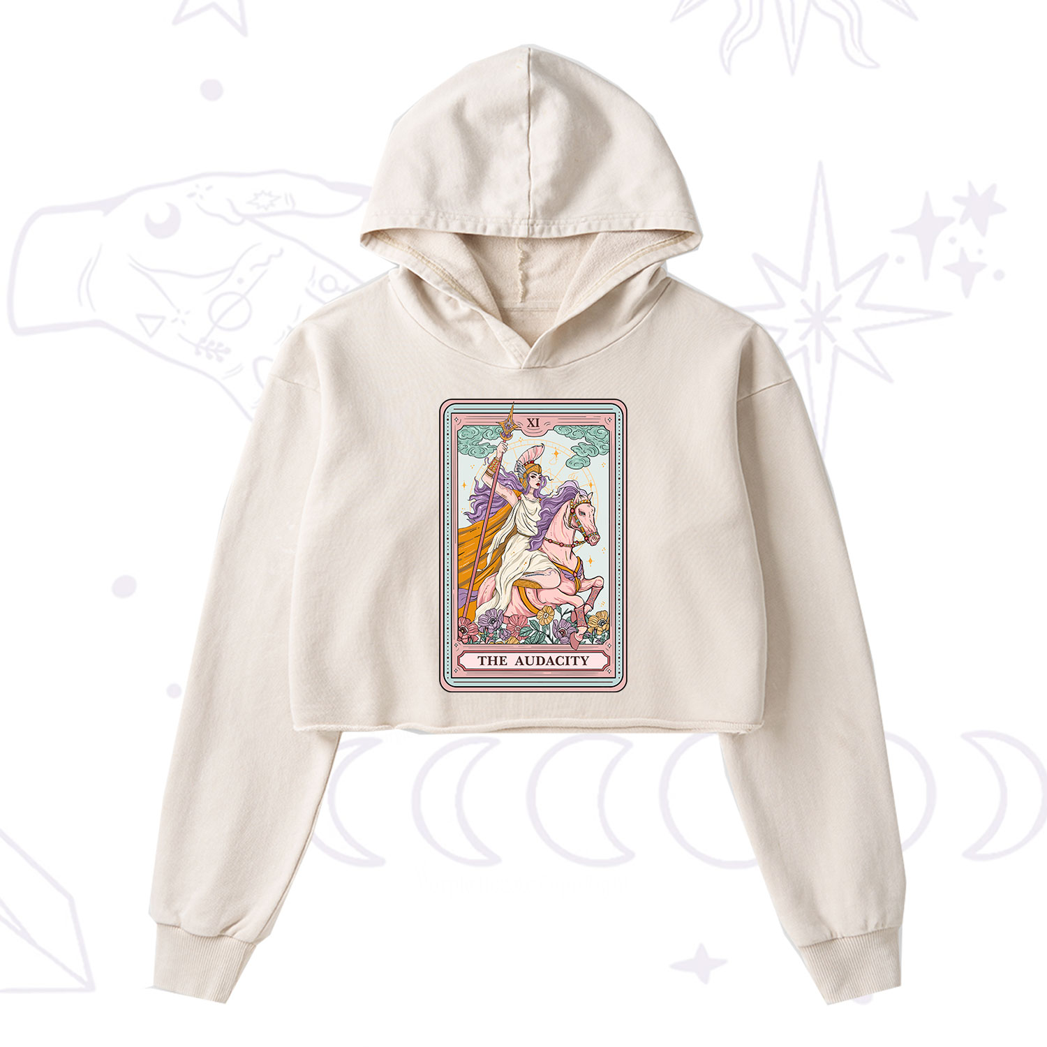 Purplehecate The Audacity Tarot Card Washed Cropped Hoodie