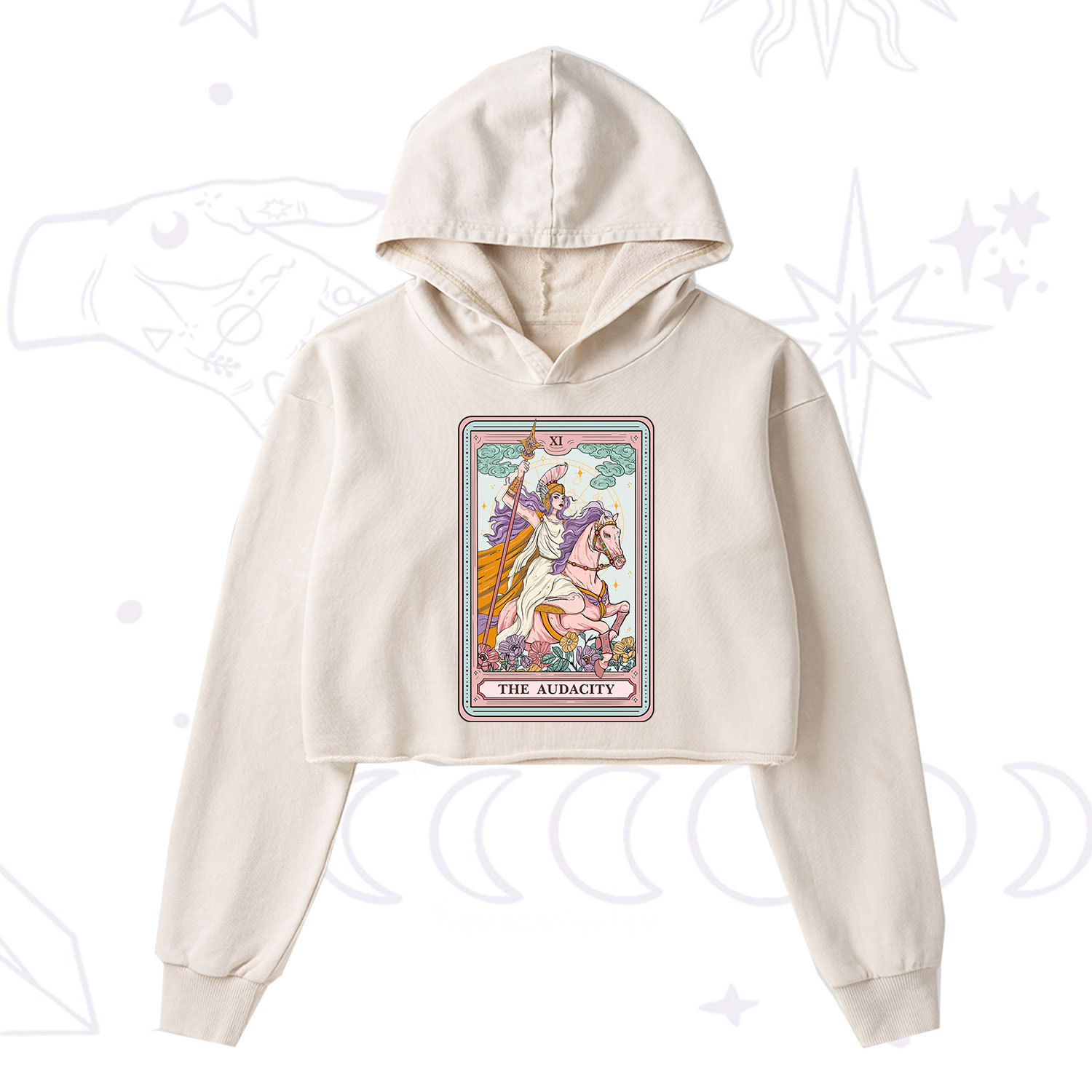 Purplehecate The Audacity Tarot Card Washed Cropped Hoodie