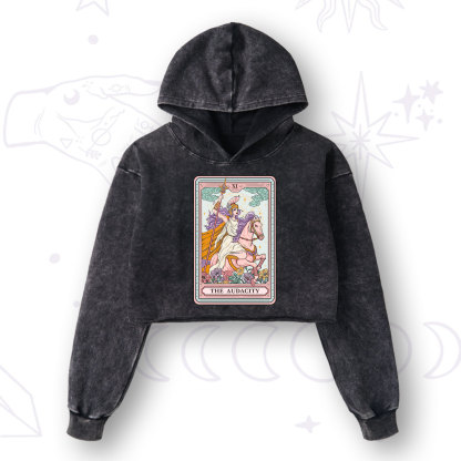 Purplehecate The Audacity Tarot Card Washed Cropped Hoodie