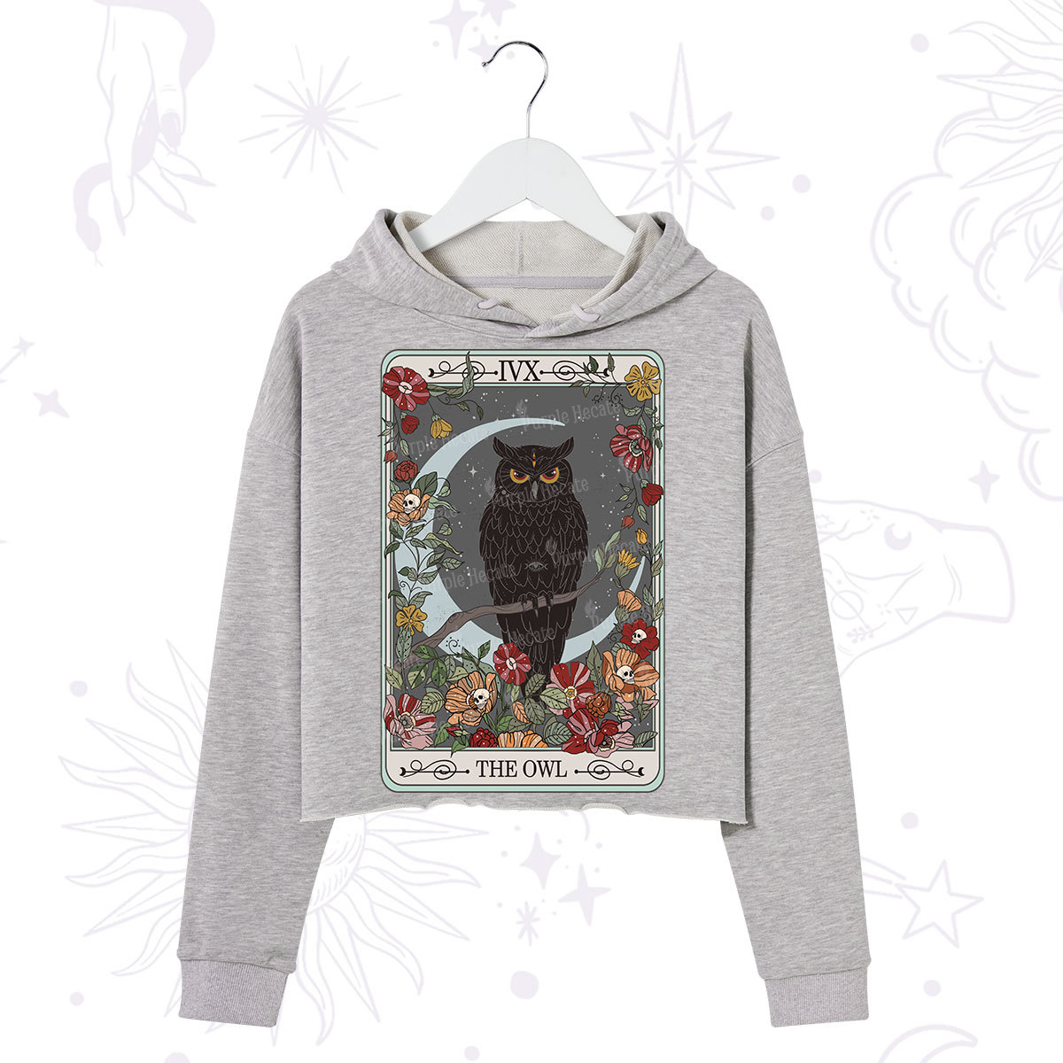 Purplehecate The Owl Tarot Crop Hoodie