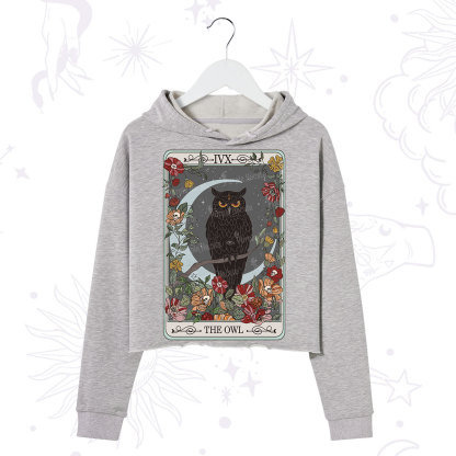Purplehecate The Owl Tarot Crop Hoodie