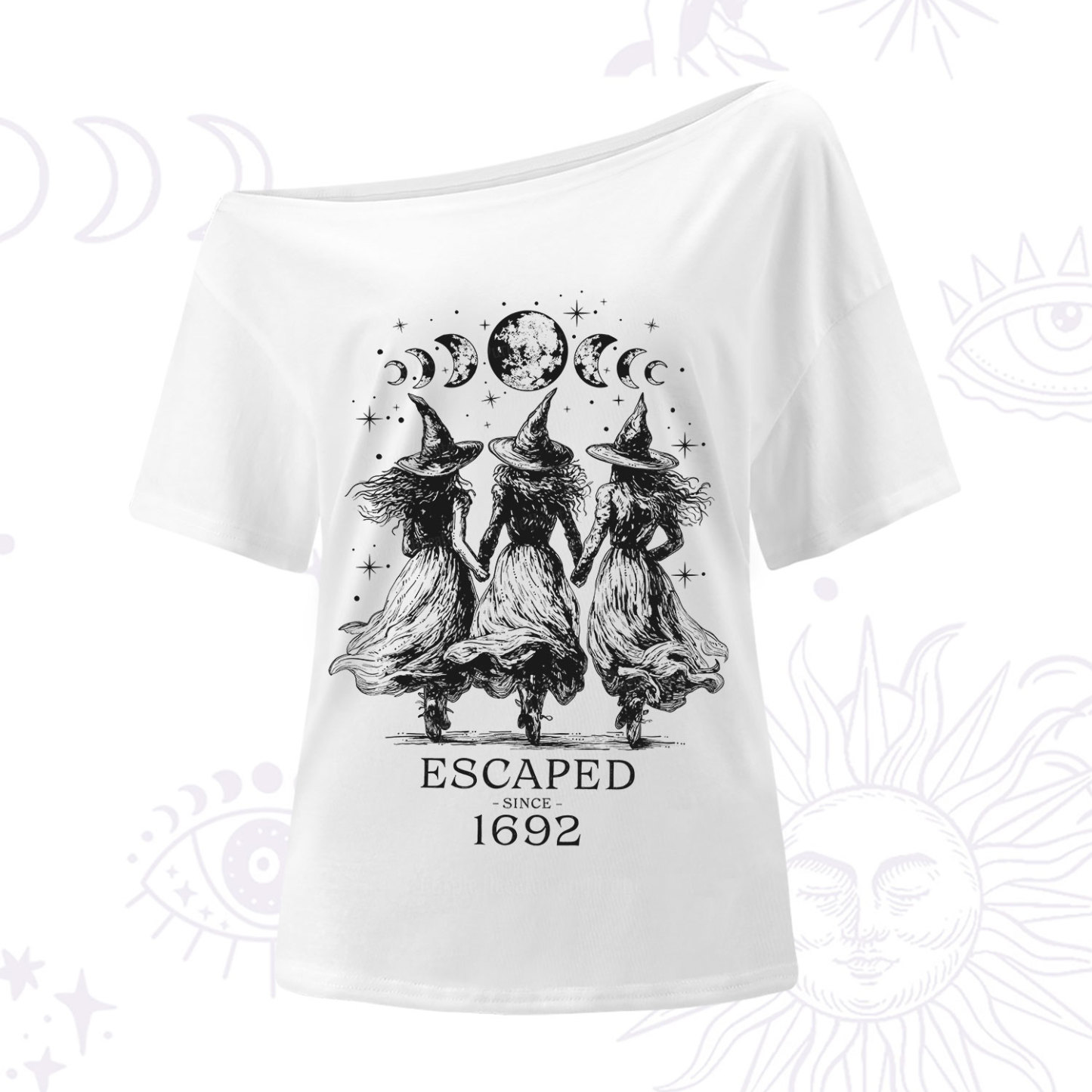 Purplehecate Escaped Since 1692 One Shoulder T-Shirt