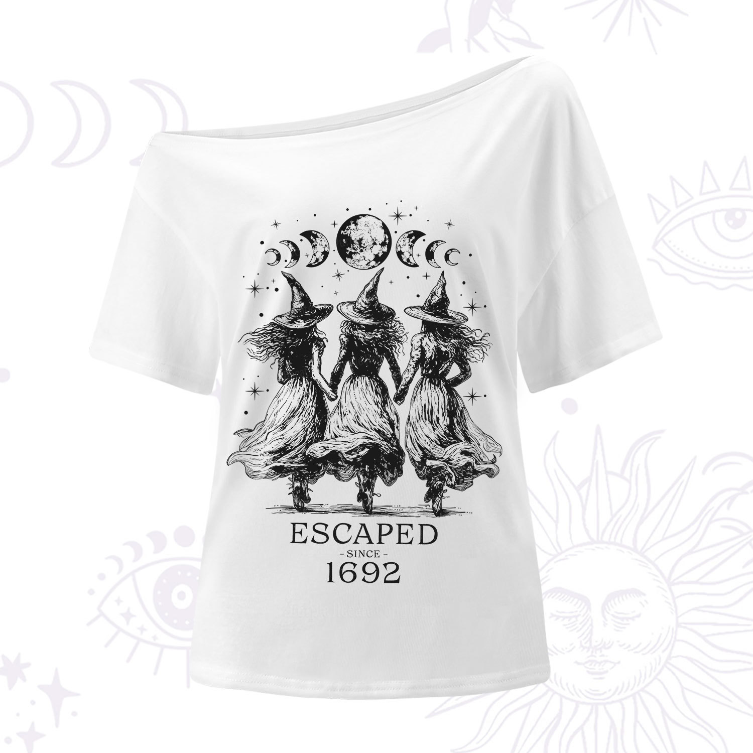 Purplehecate Escaped Since 1692 One Shoulder T-Shirt