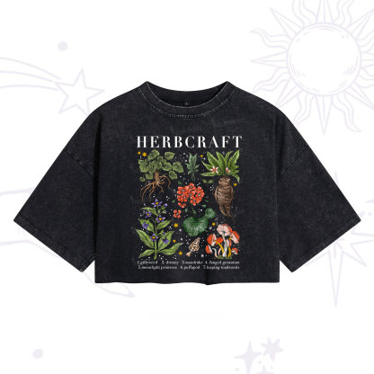 Purplehecate Magical Herbcraft Washed Cropped T-Shirt