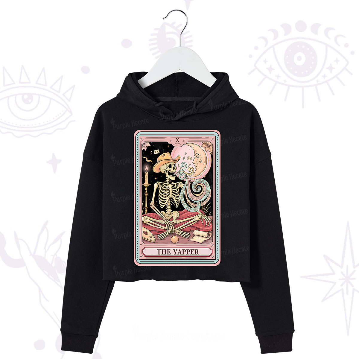 Purplehecate The Skeleton Yapper Tarot Crop Hoodie