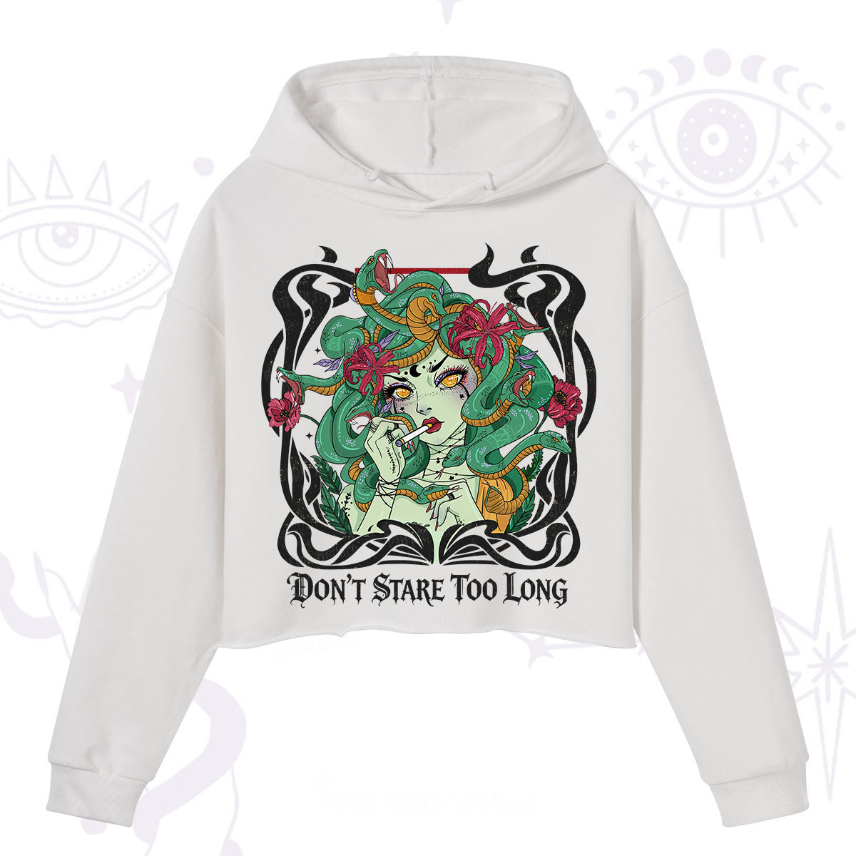 Purplehecate Don't Stare Too Long Crop Hoodie
