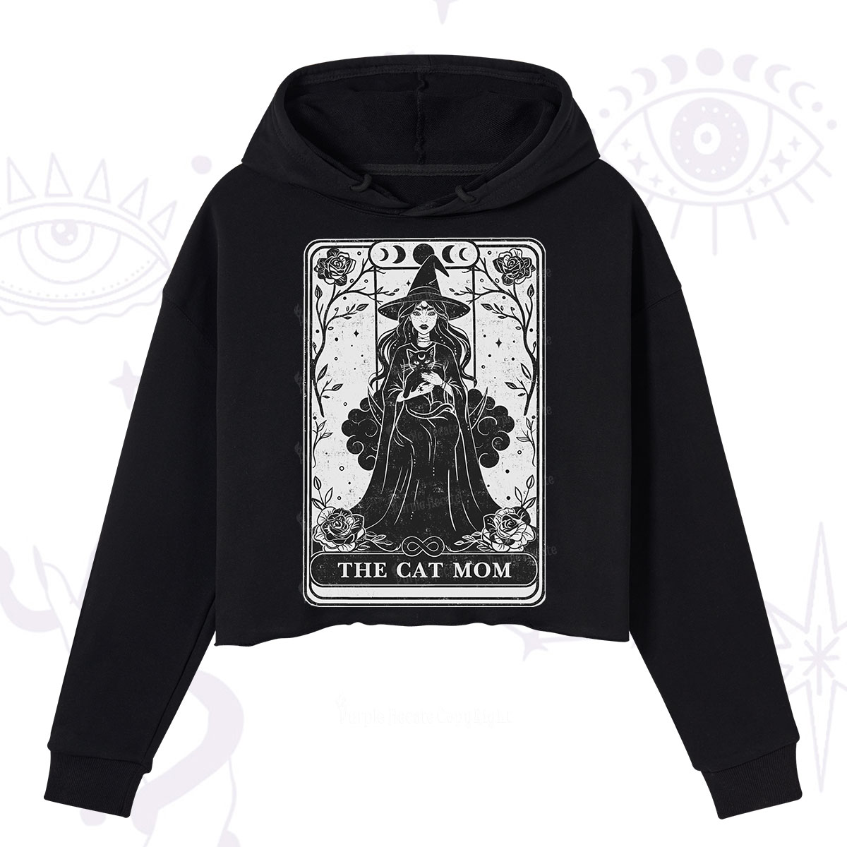 Purplehecate The Witch Cat Mom Tarot Crop Hoodie