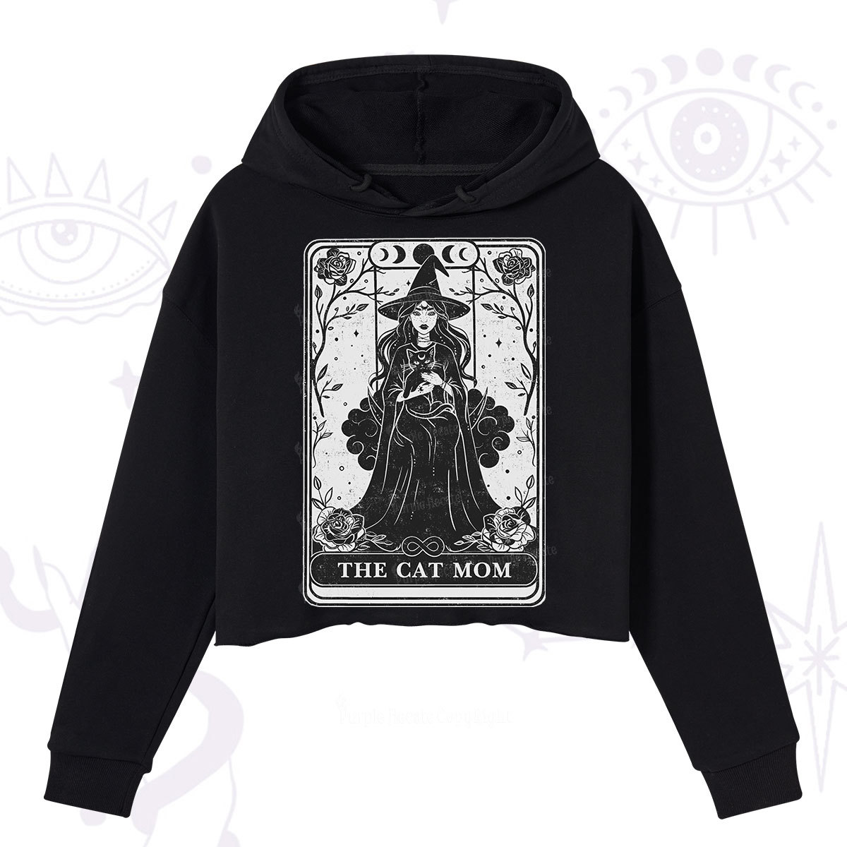 Purplehecate The Witch Cat Mom Tarot Crop Hoodie