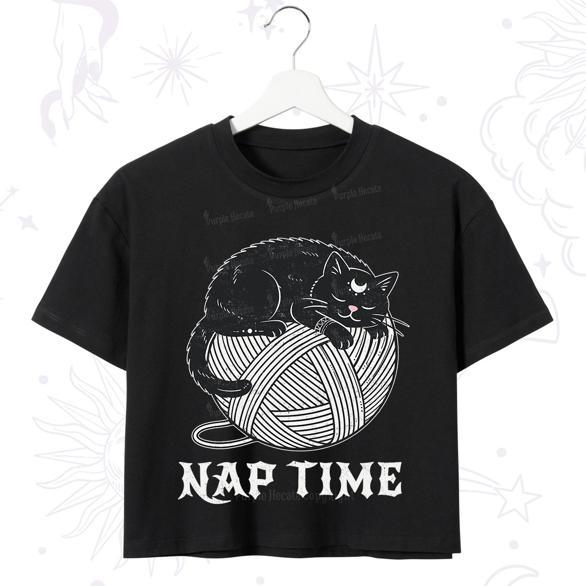 Purplehecate Nap Time Cat Crop T-Shirt