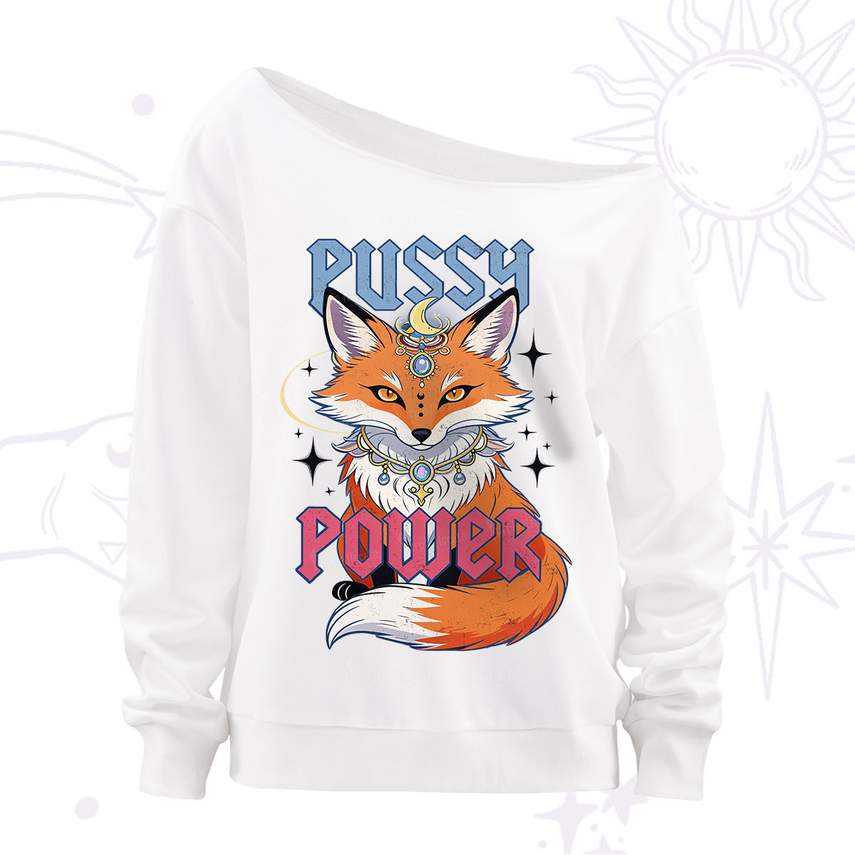 Purplehecate Pussy Power Off The Shoulder Sweatshirt