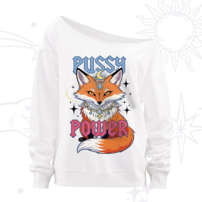 Purplehecate Pussy Power Off The Shoulder Sweatshirt