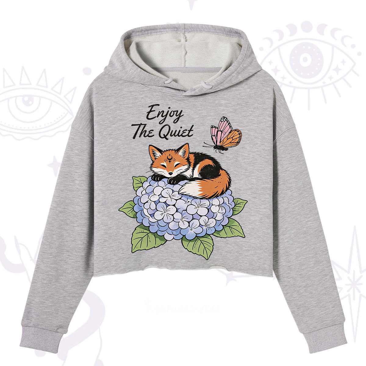 Purplehecate Enjoy The Quiet Fox Crop Hoodie