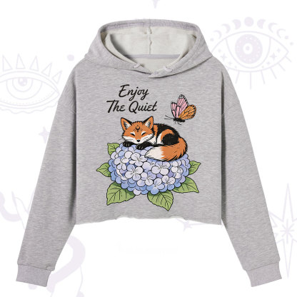 Purplehecate Enjoy The Quiet Fox Crop Hoodie