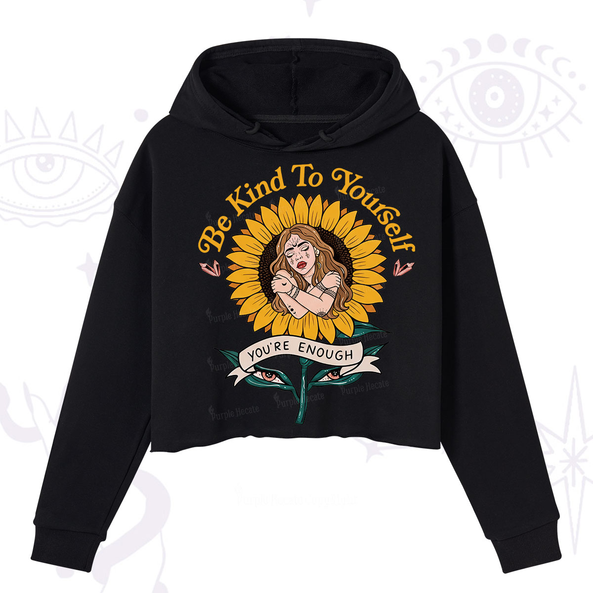 Purplehecate Be Kind To Yourself Crop Hoodie