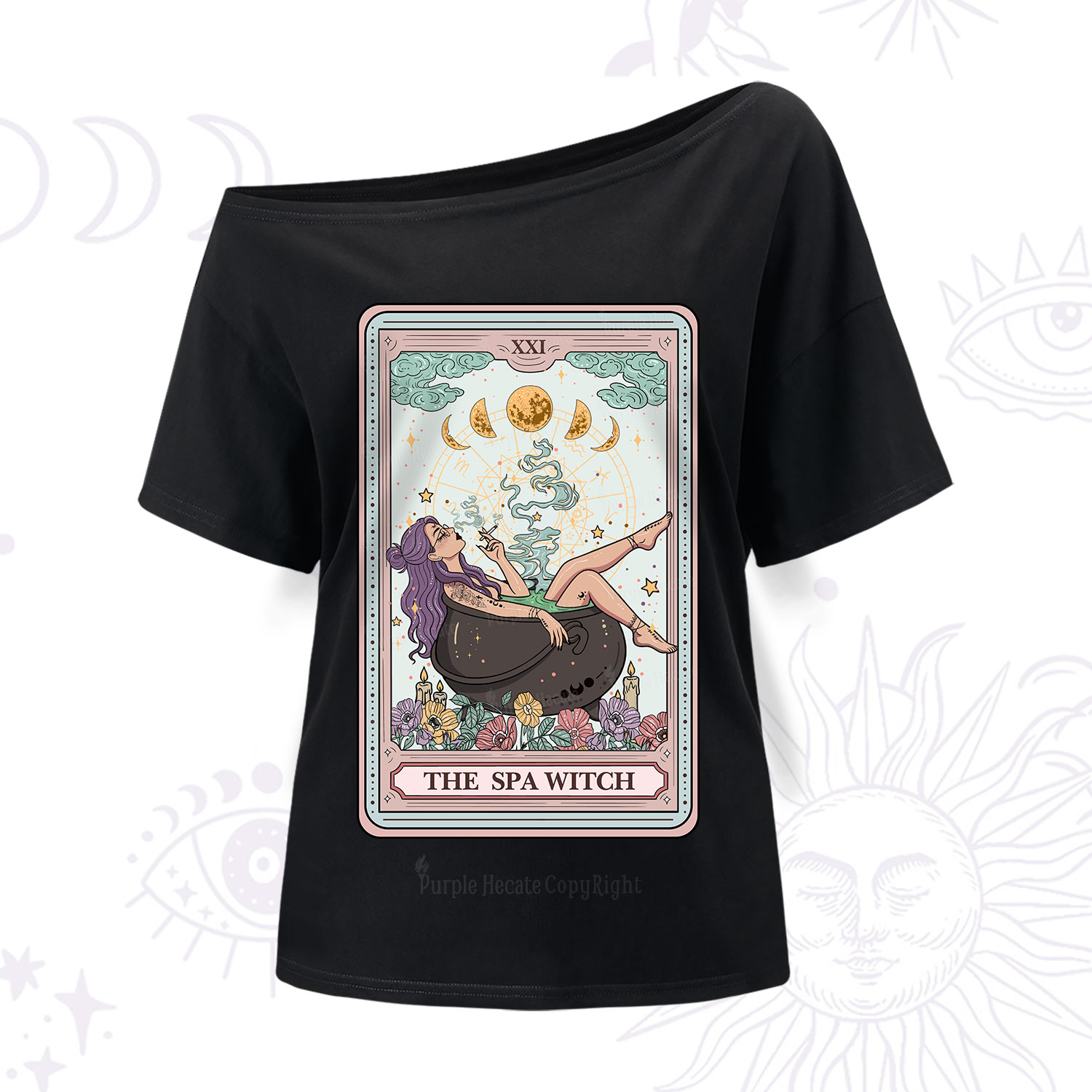 Purplehecate The Spa Witch Tarot Card One Shoulder T-Shirt