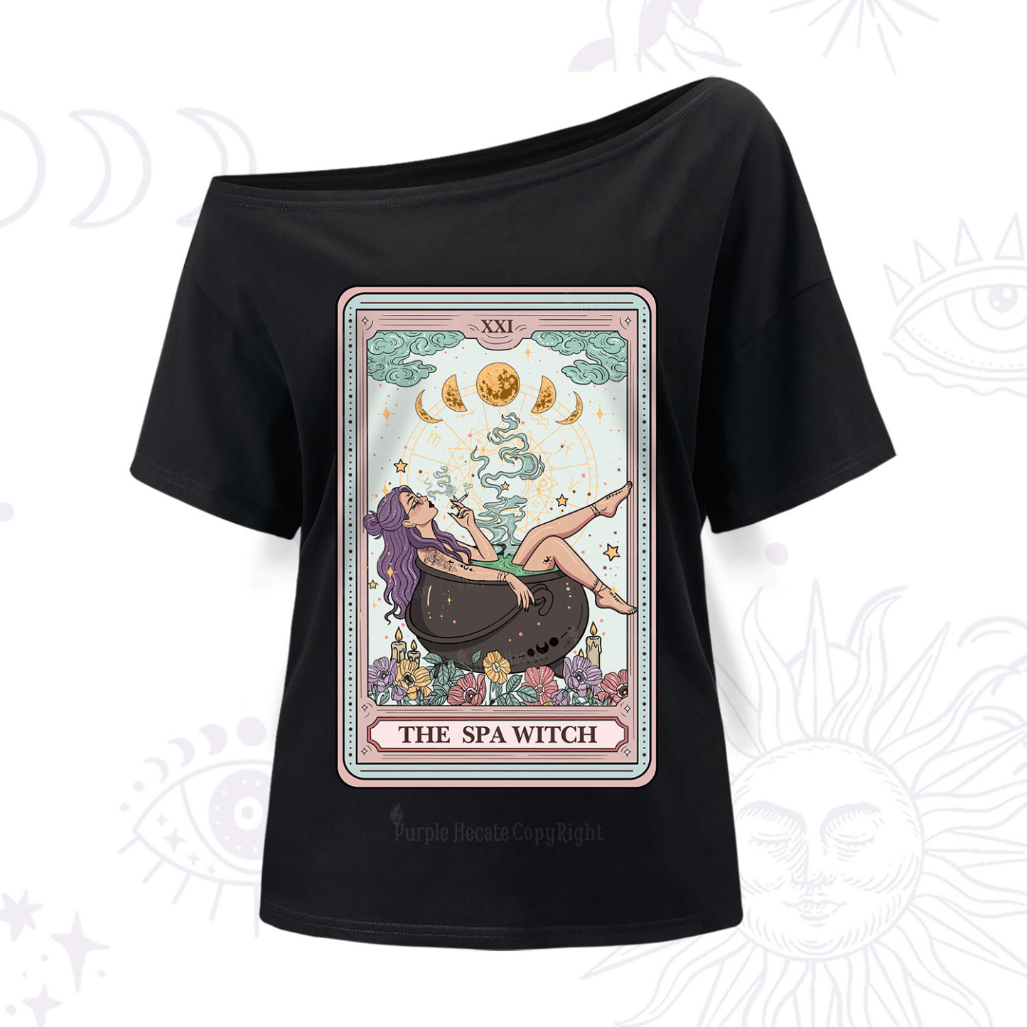 Purplehecate The Spa Witch Tarot Card One Shoulder T-Shir