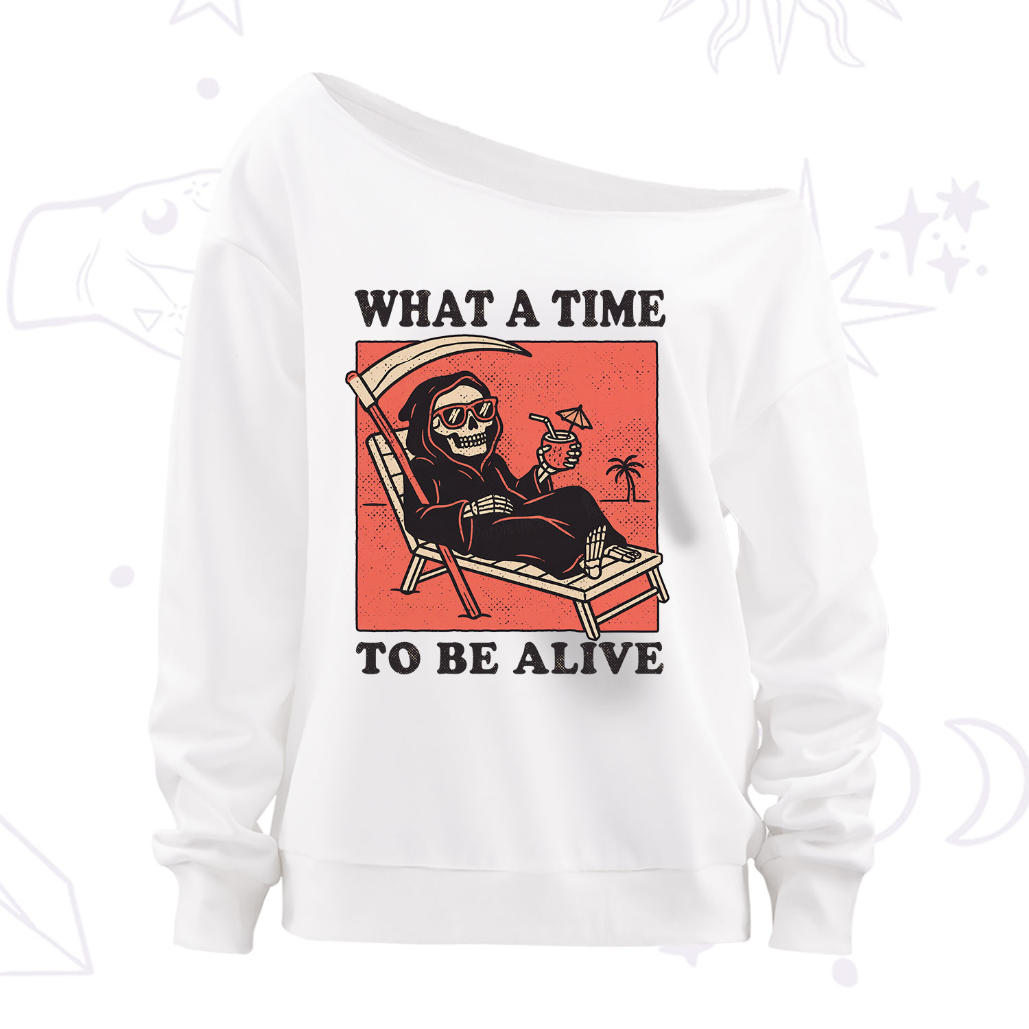 Purplehecate What A Time To Be Alive Off The Shoulder Sweatshirt