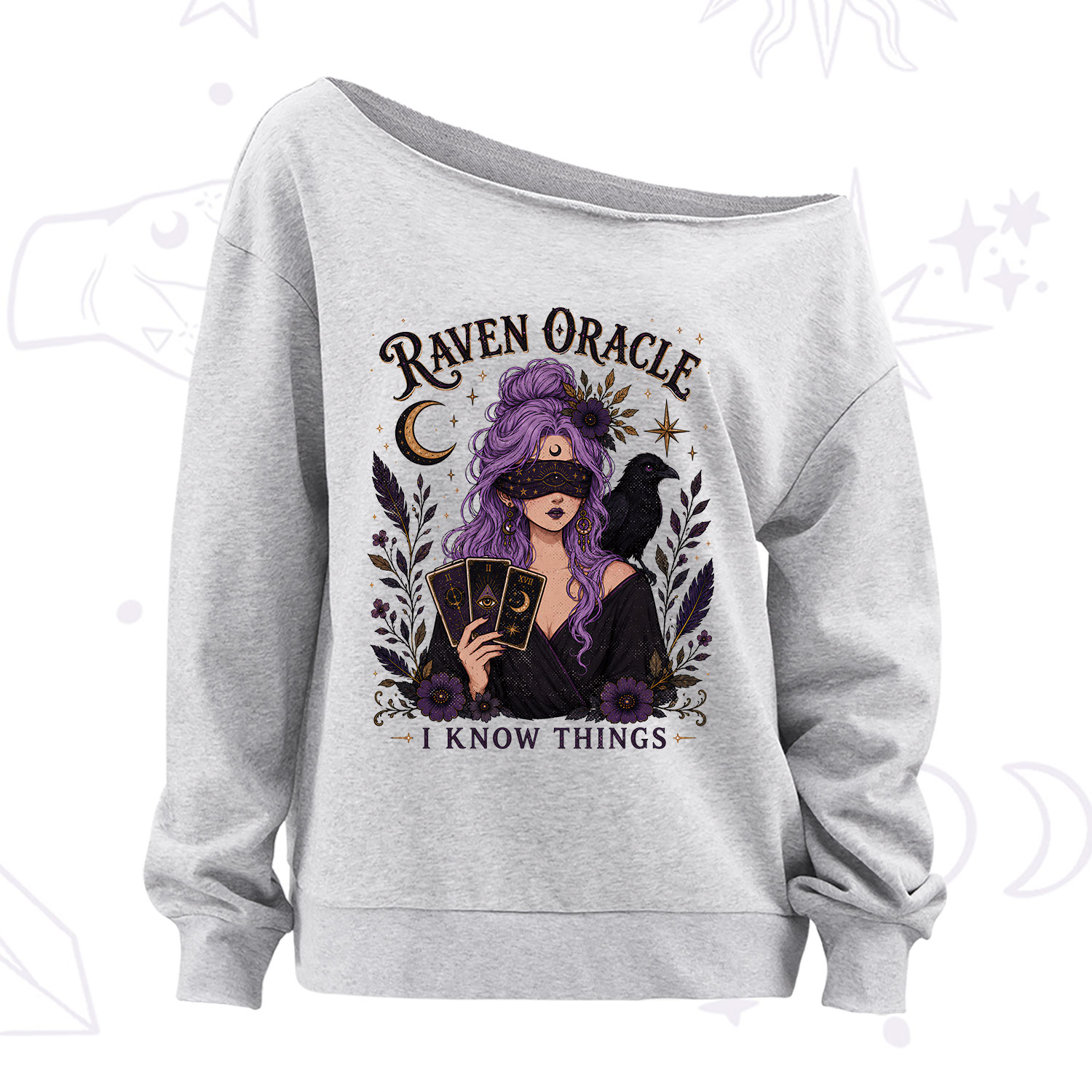 Purplehecate Raven Oracle I Know Things Witchy Off The Shoulder Sweatshirt