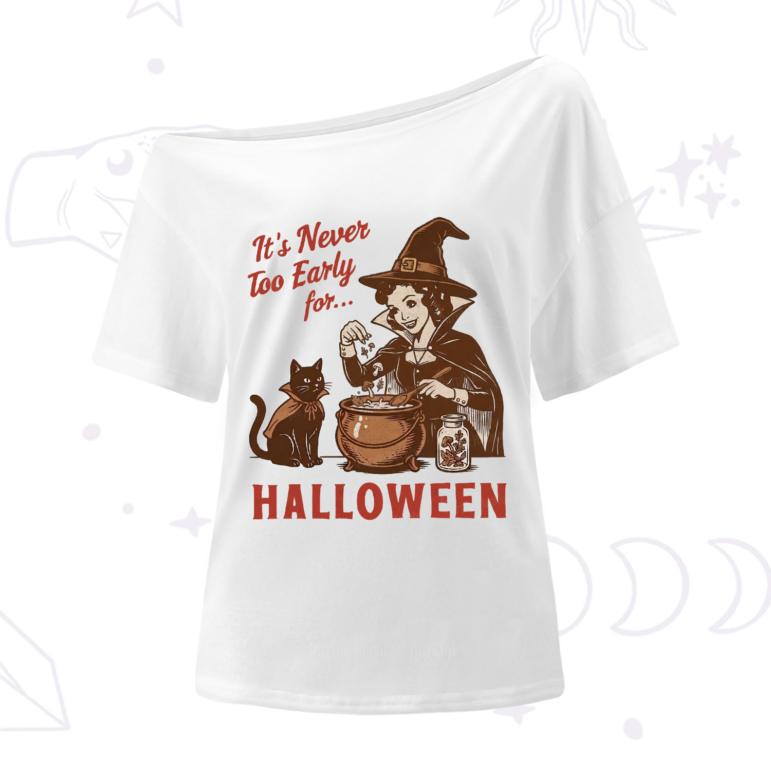 Purplehecate Never too Early for Halloween One Shoulder T-Shirt
