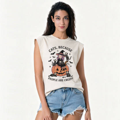 Purplehecate Cats Because People Are Creepy Vintage Washed Tank
