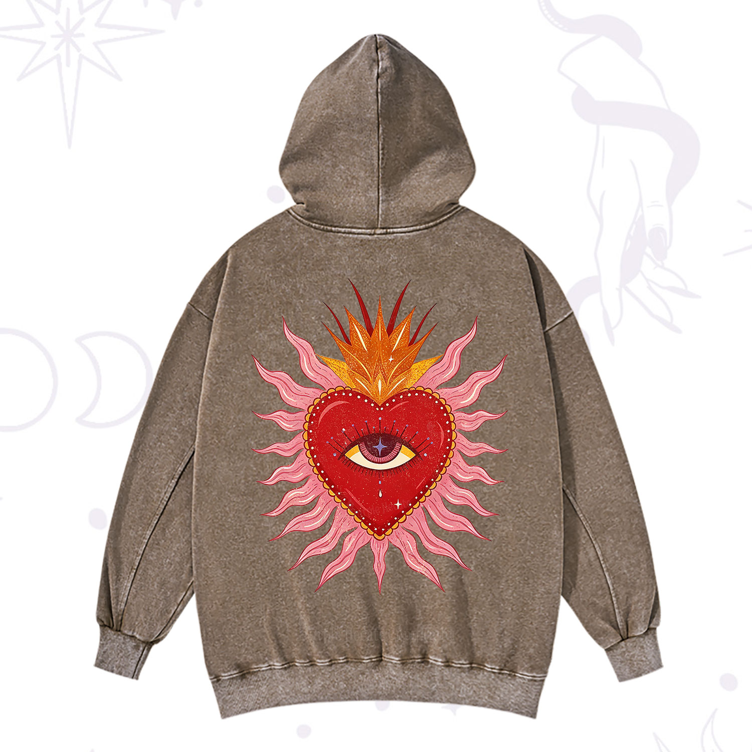 Purplehecate Sacred Flame Heart Washed Hoodie