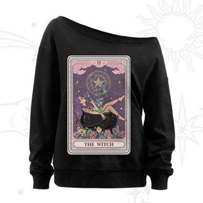 Purplehecate The Witch Tarot Card Off The Shoulder Sweatshirt