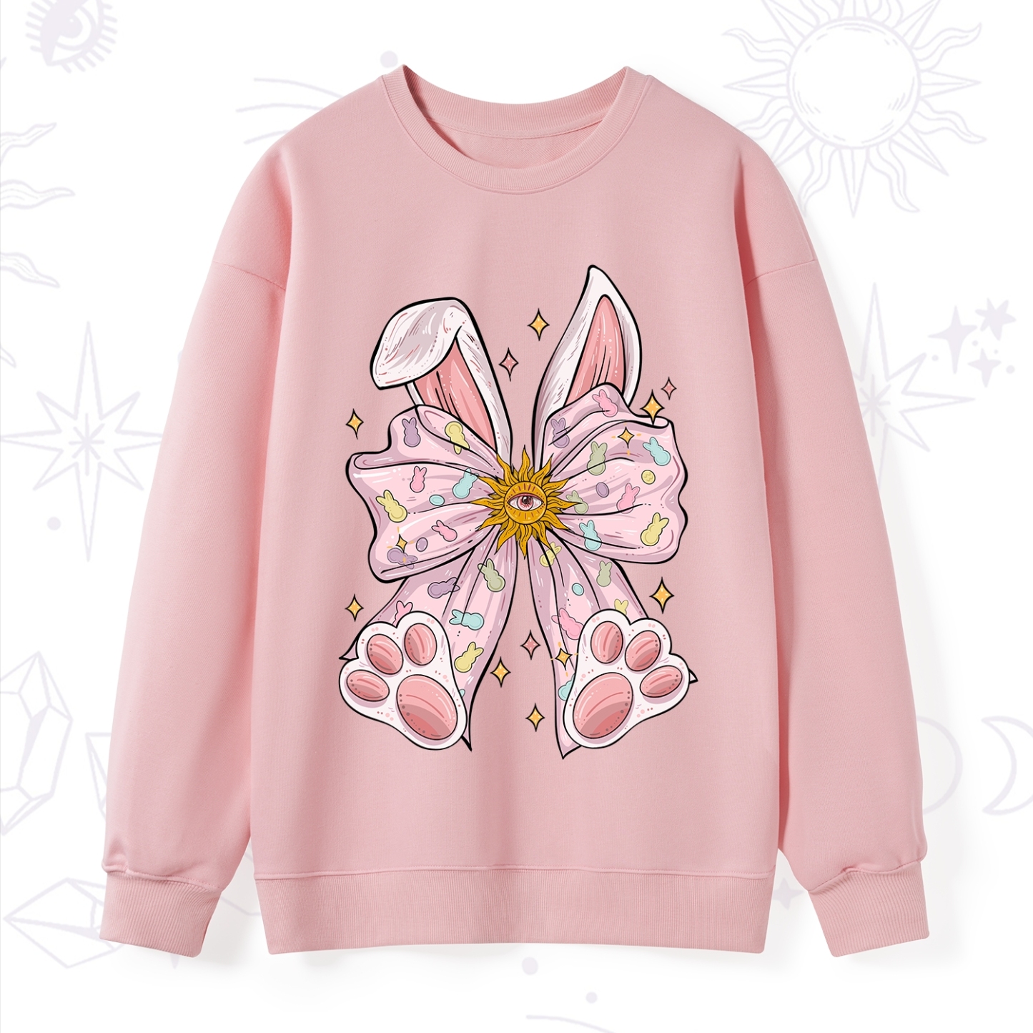 Purplehecate Mystical Bunny Bow Easter Sweatshirt