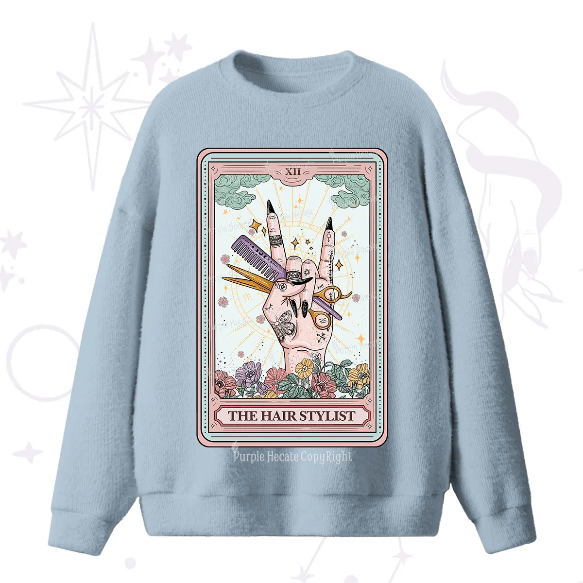 Purplehecate The Hair Stylist Tarot Fuzzy Ugly Sweater