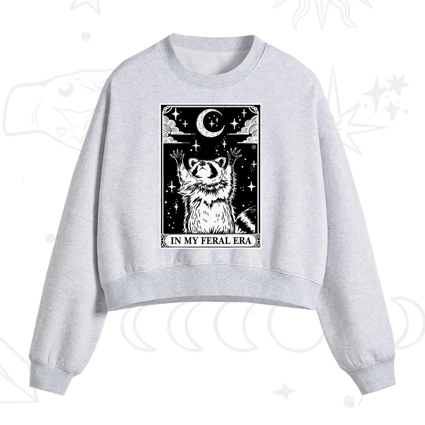 Purplehecate The In My Feral Era Oracle Card Fleece Cropped Sweatshirt