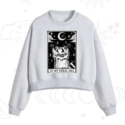 Purplehecate The In My Feral Era Oracle Card Fleece Cropped Sweatshirt