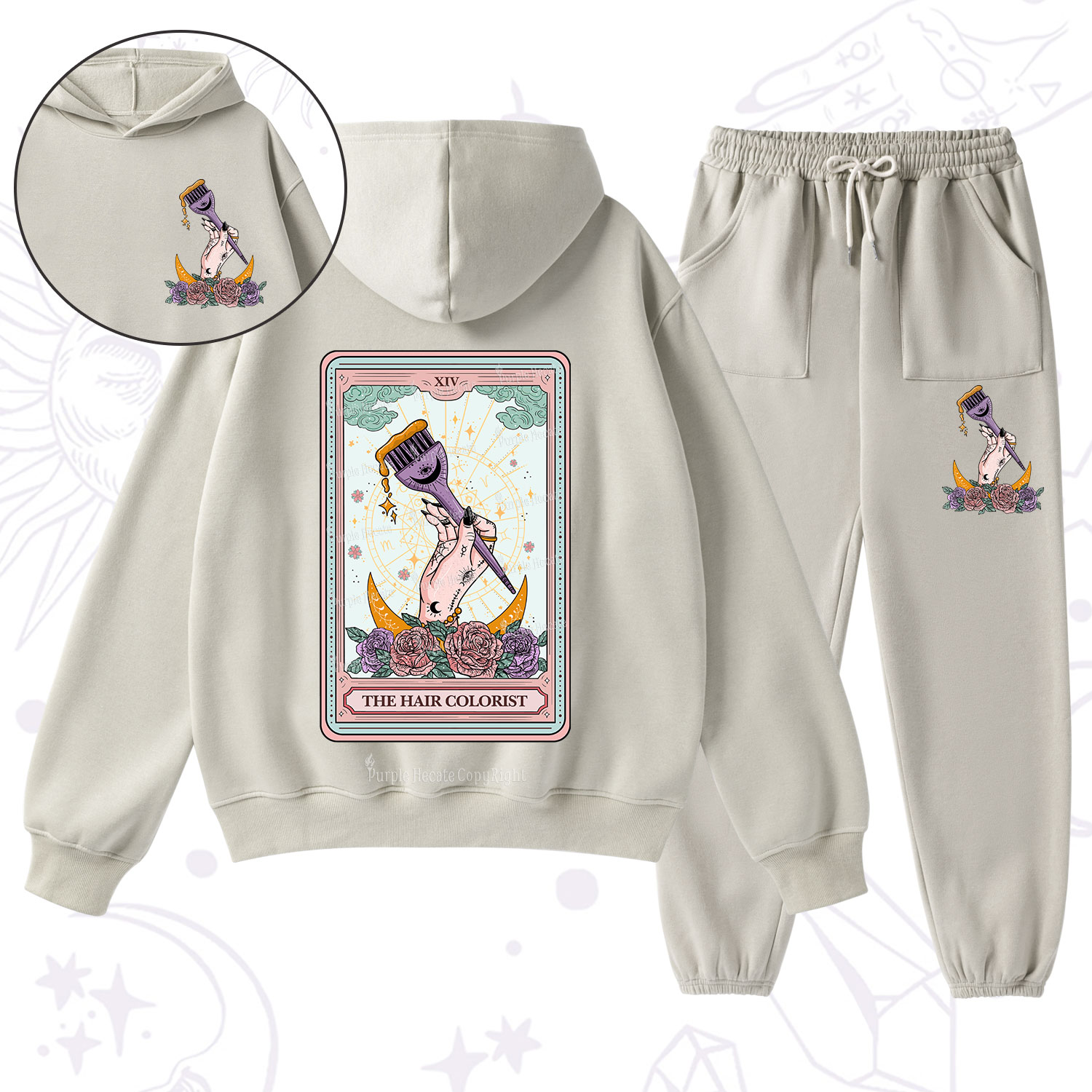 Purplehecate The Hair Colorist Tarot Fleece Hoodie Suit
