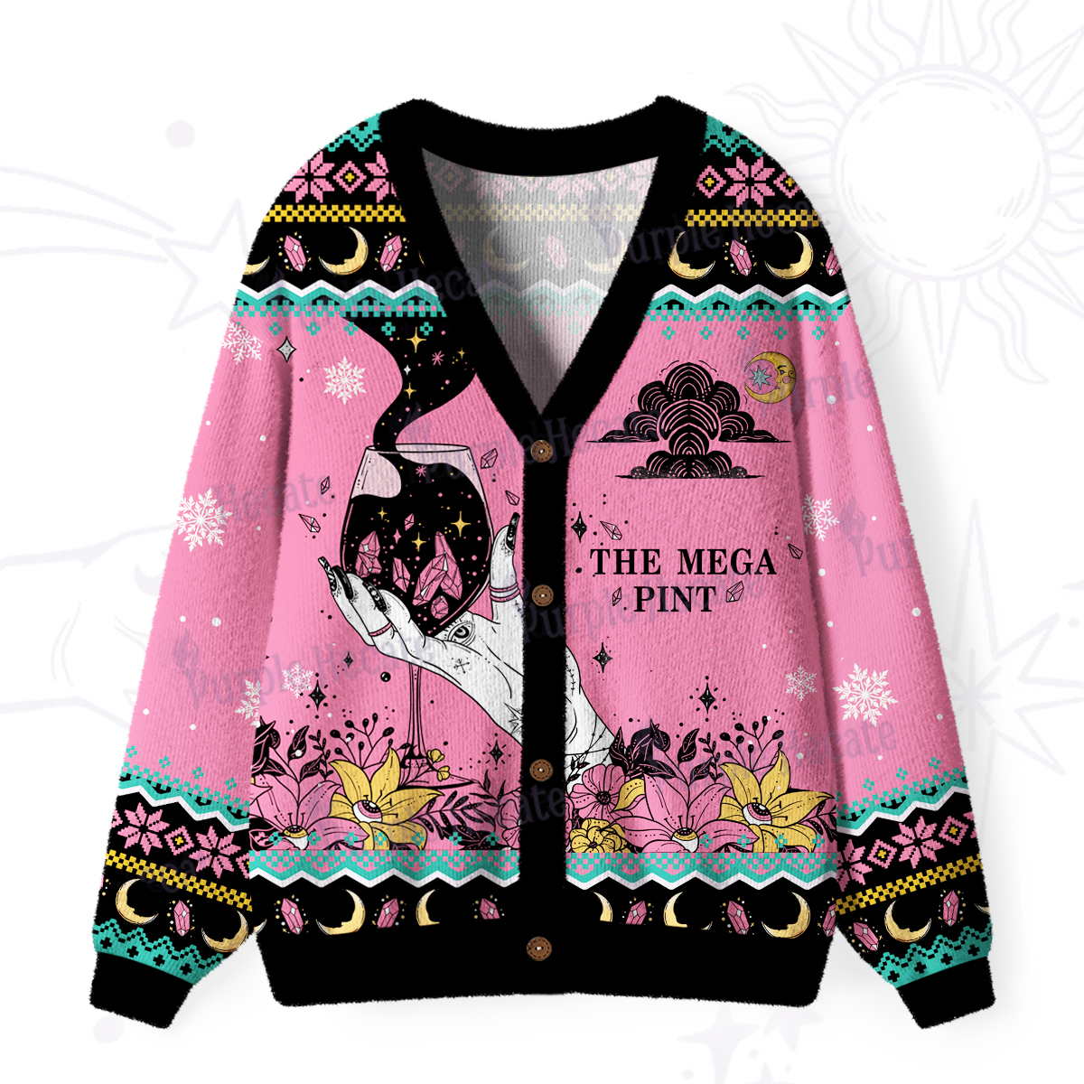 Purplehecate The Mega Pint Tarot Card Ugly Cardigan Sweaters