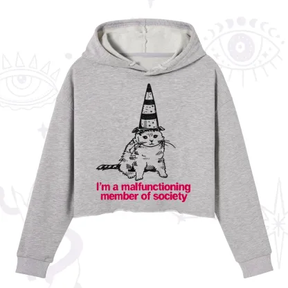 Purplehecate Social Anxiety Cat Crop Hoodie