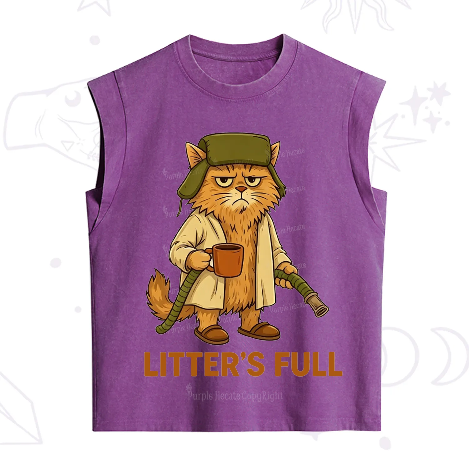 Purplehecate Litter's Full Funny Cat Vintage Washed Tank